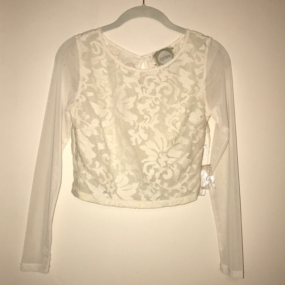 BOHO Long sleeved sheer floral crop top